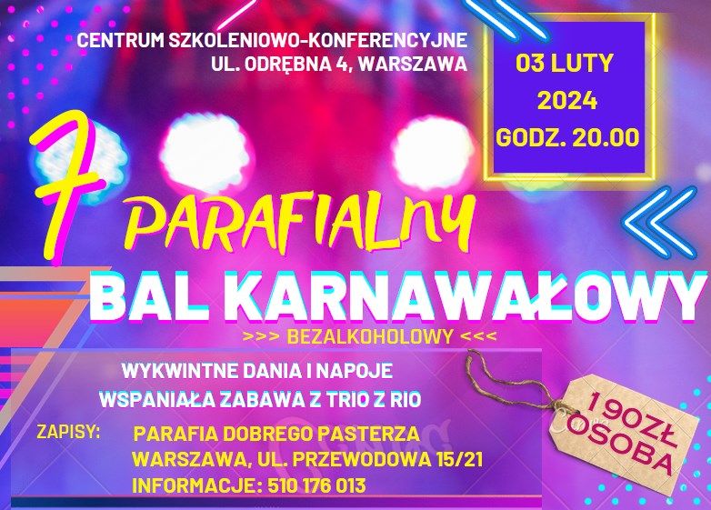 Zapraszamy na Dorosłych i Dzieci na Parafialny Bal Karnawałowy