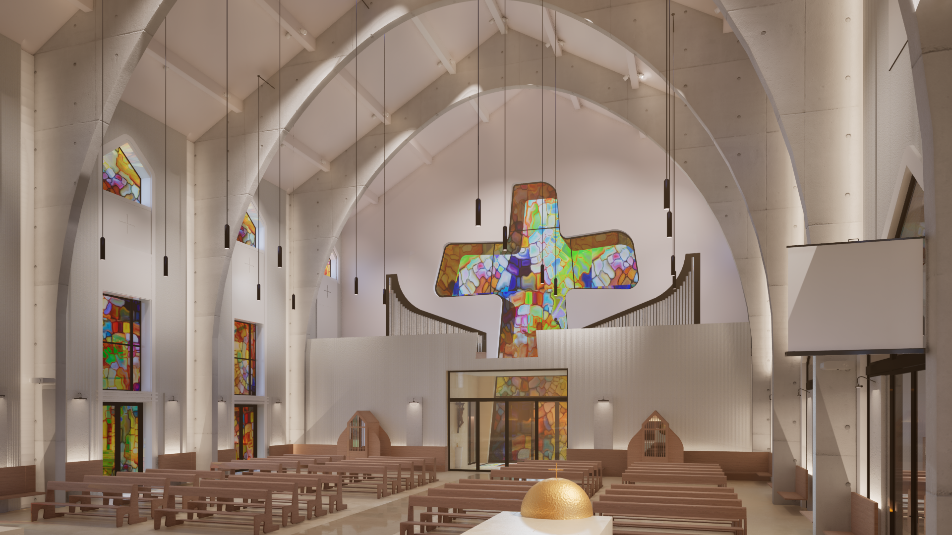 Projekt wizualizacji kościoła Dobrego Pasterza w Warszawie- ul. Przewodowa